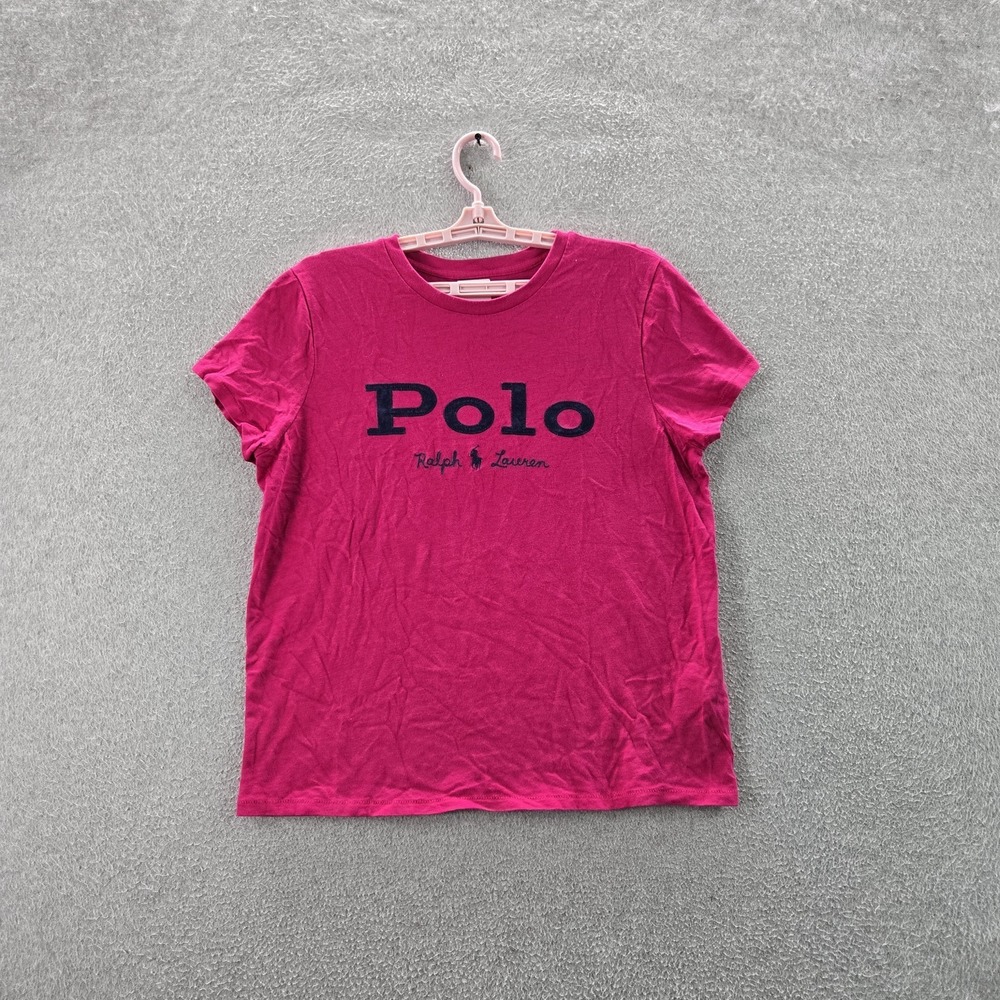 Polo Ralph Lauren Women Shirt L Pink Embroidered Polo Logo Short‎ Sleeve